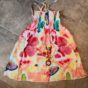 Girls Cute Iris Floral Summer Dress With Necklace